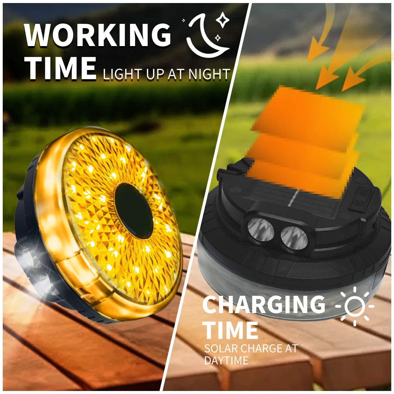 LED outdoor tent atmosphere lights, camping portable tape measure decorative lights, 4-in-1 outdoor camping lights