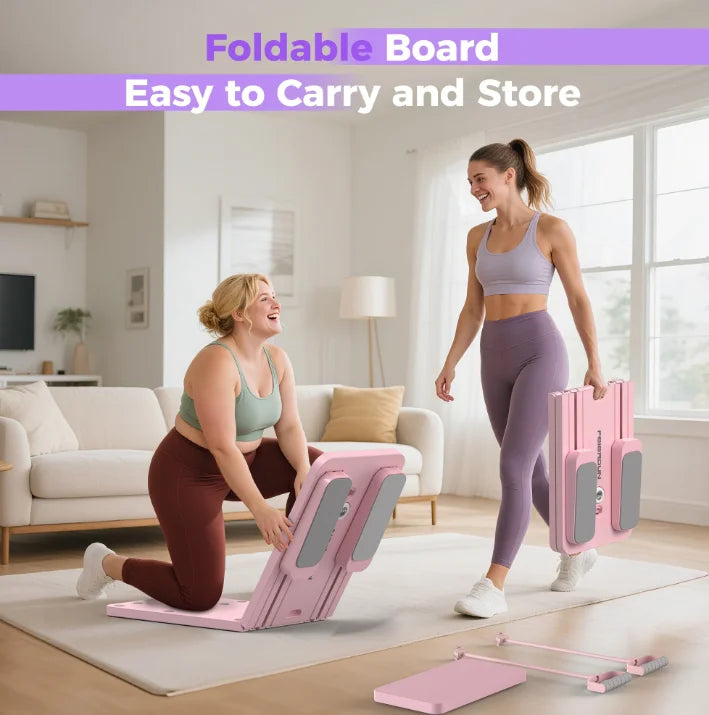 FED 5 in 1 Folding Pilates Board, Pilates Reformer Set with 300 LBS Weight Capacity, Portable Home Pilates for Woman (Pink)