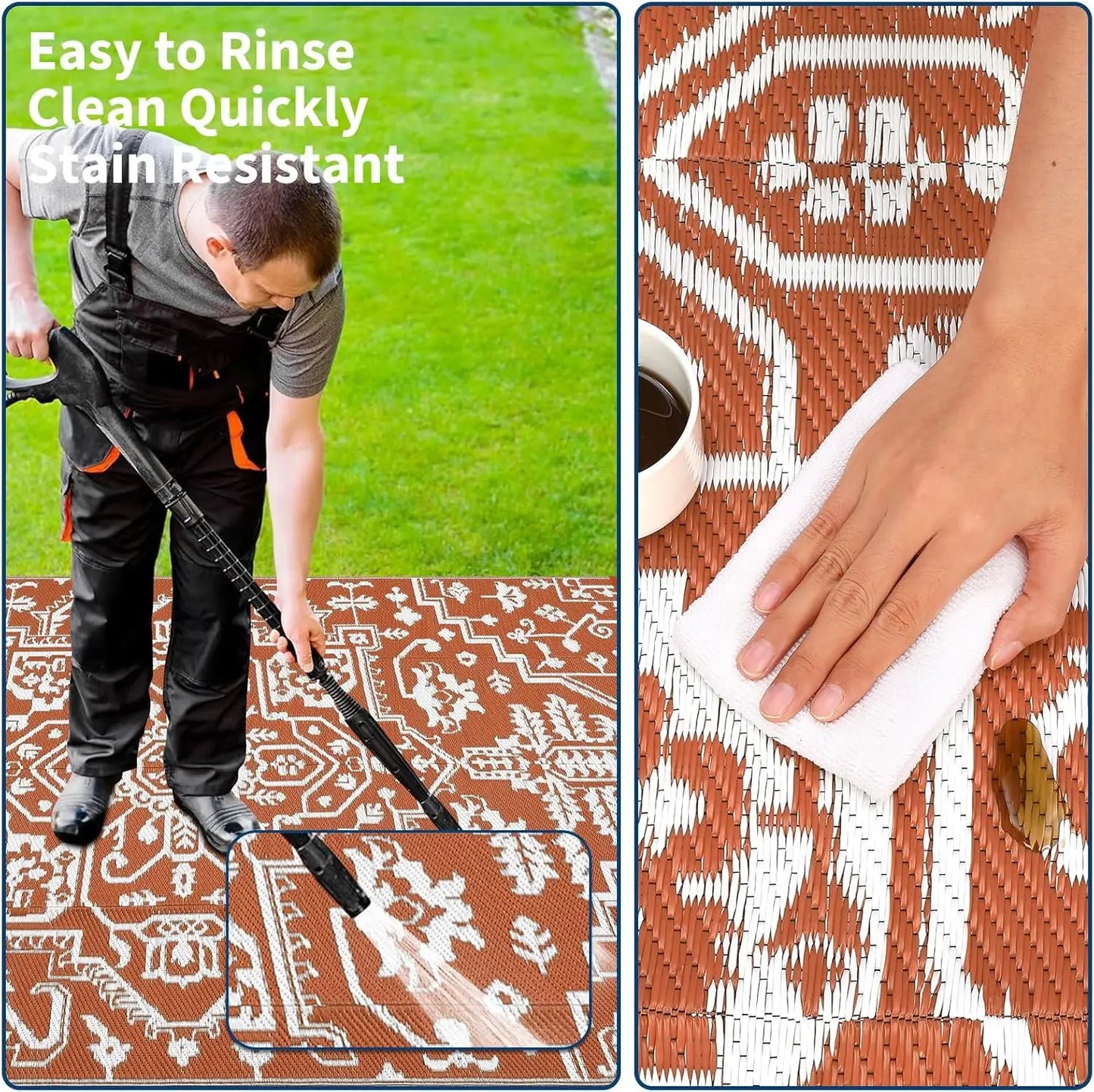 Twister.CK Waterproof Outdoor Area Rug Stain Resistant Mat