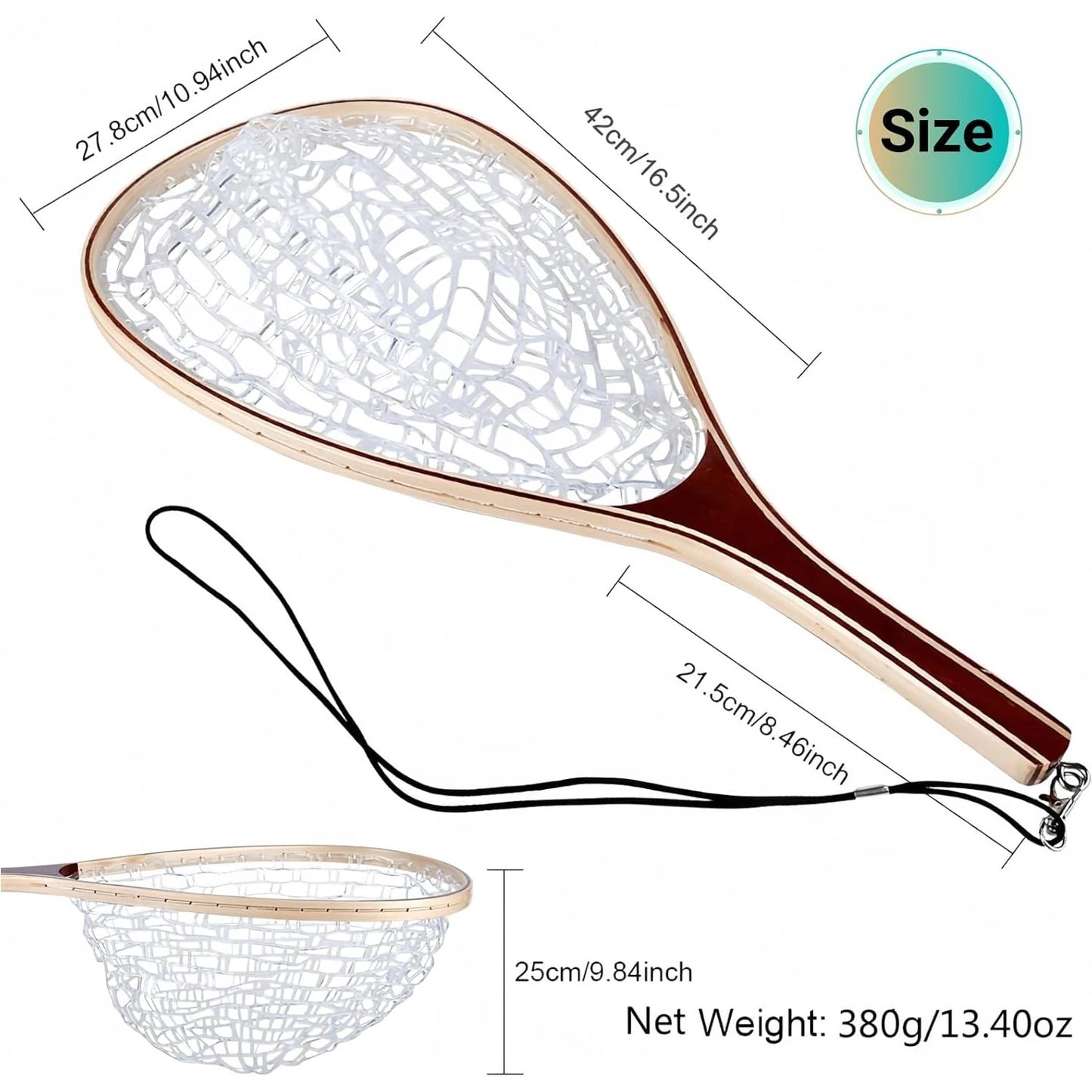 Fishing Net Fly Fishing Landing Net with Soft Mesh Wooden Landing Net for Fly Fishing Catch Release Fish Net with Wood Handle