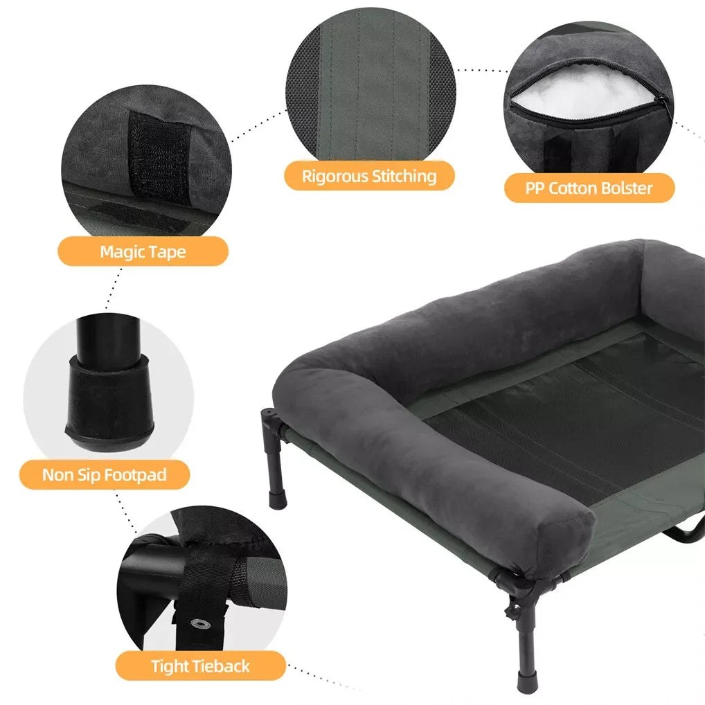 BINGOPAW Outdoor Elevated Dog Bed With Mesh Cooling Lounger