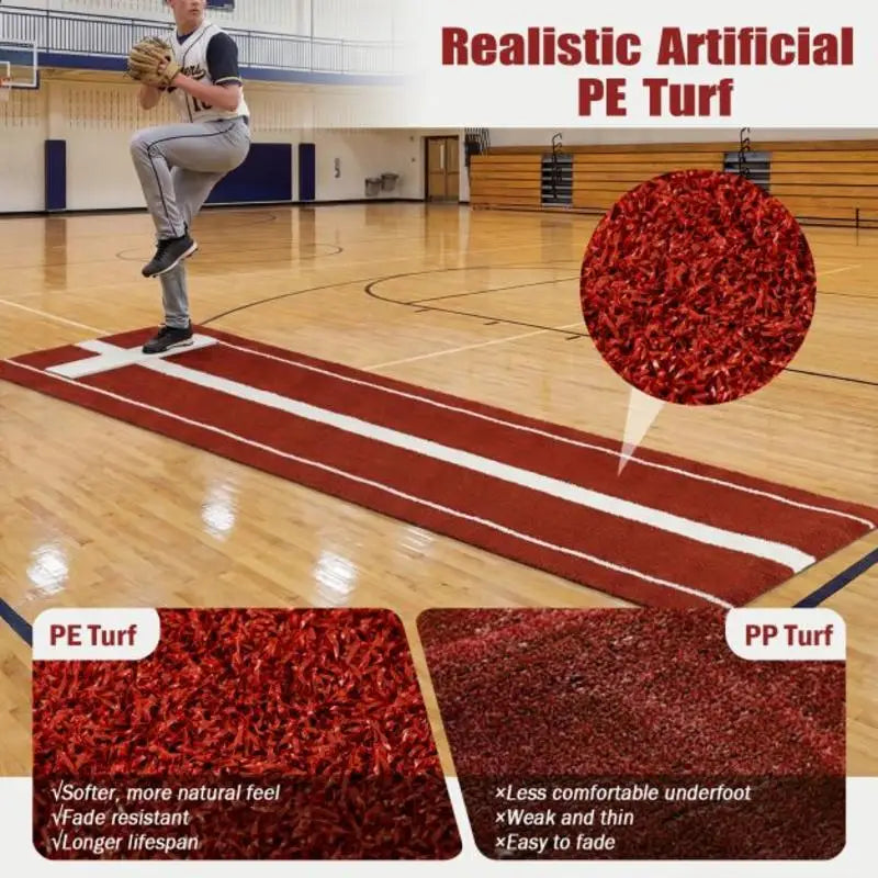 Softball Pitching Mat 10 x 3 Feet Softball Training Aid-Red