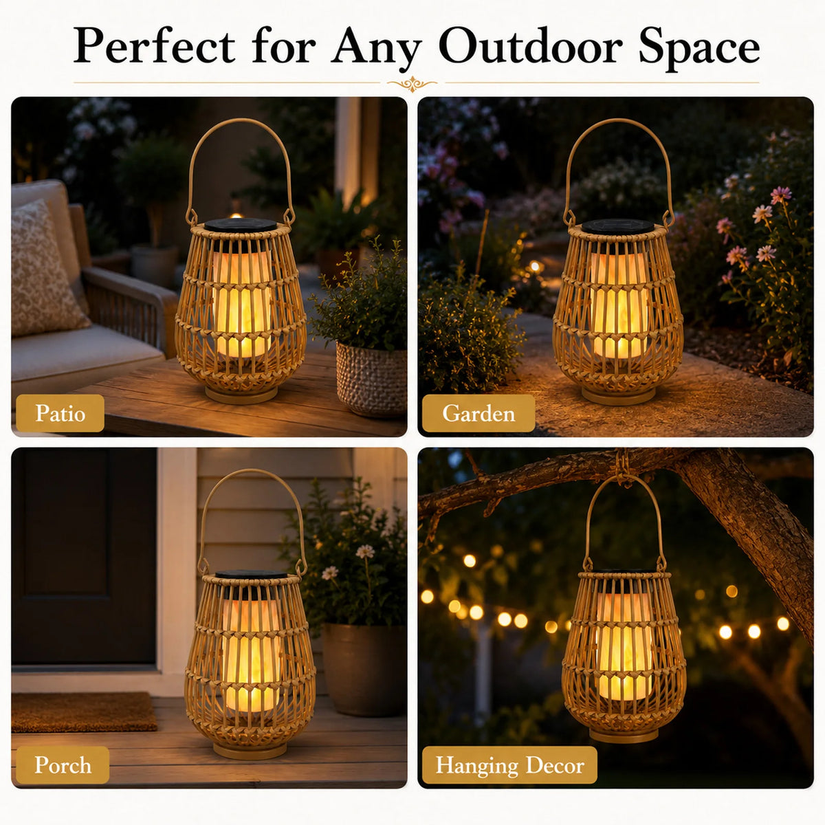Solar Lanterns Outdoor Handwoven Waterproof Hanging Lights for Garden Patio