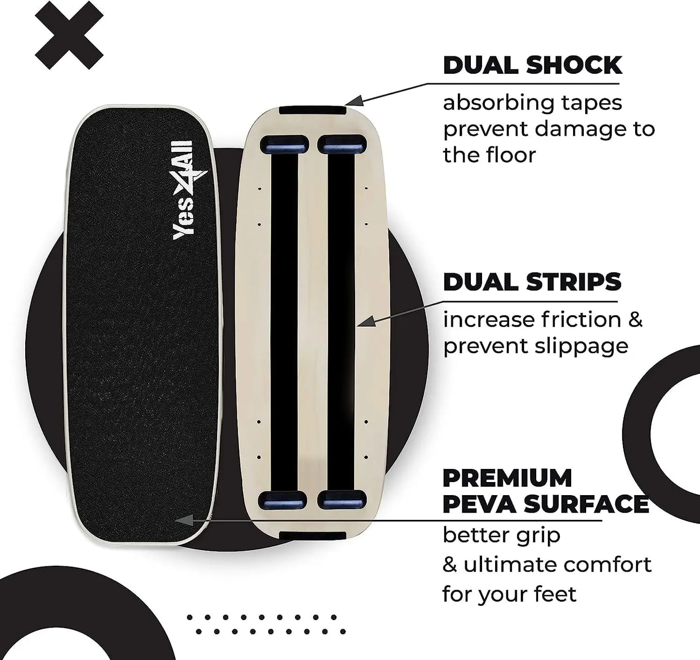 Ytyin Adjustable Balance Board With Stoppers For Core Fitness