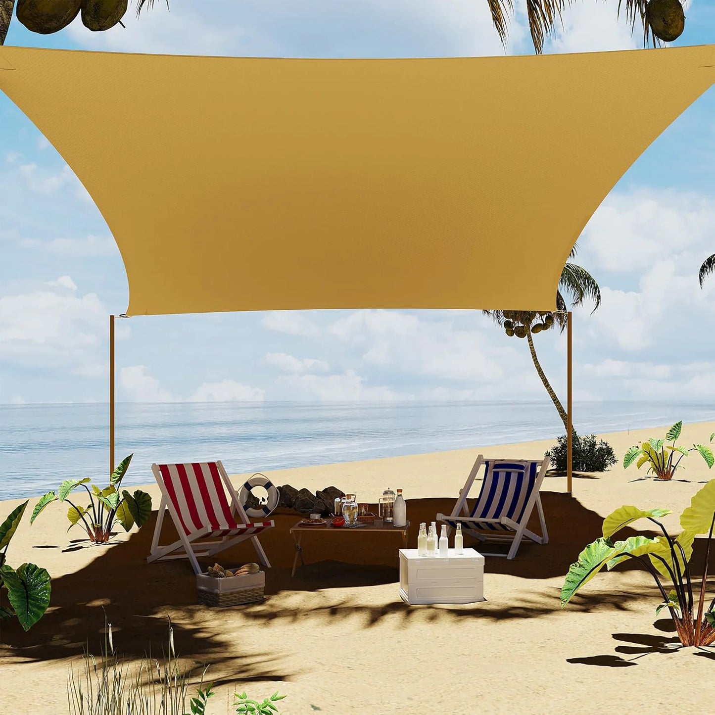 10'x13' Rectangle Sun Shade Sail UV Block Outdoor Canopy Awning Shade Cloth For Patio Backyard Garden Pool