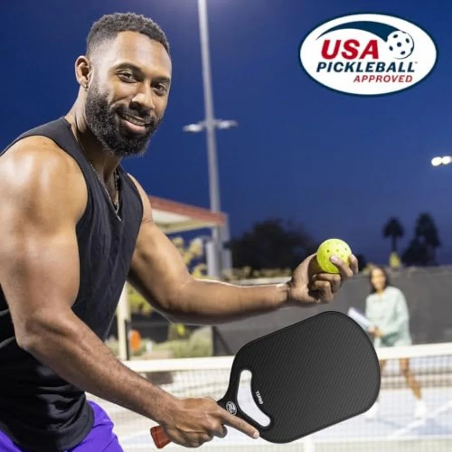 Carbon Fiber Pickleball Paddle with Aero Throat, USAPA Approved Pickleball Racket for Power and Control, Polymer Honeycomb Core
