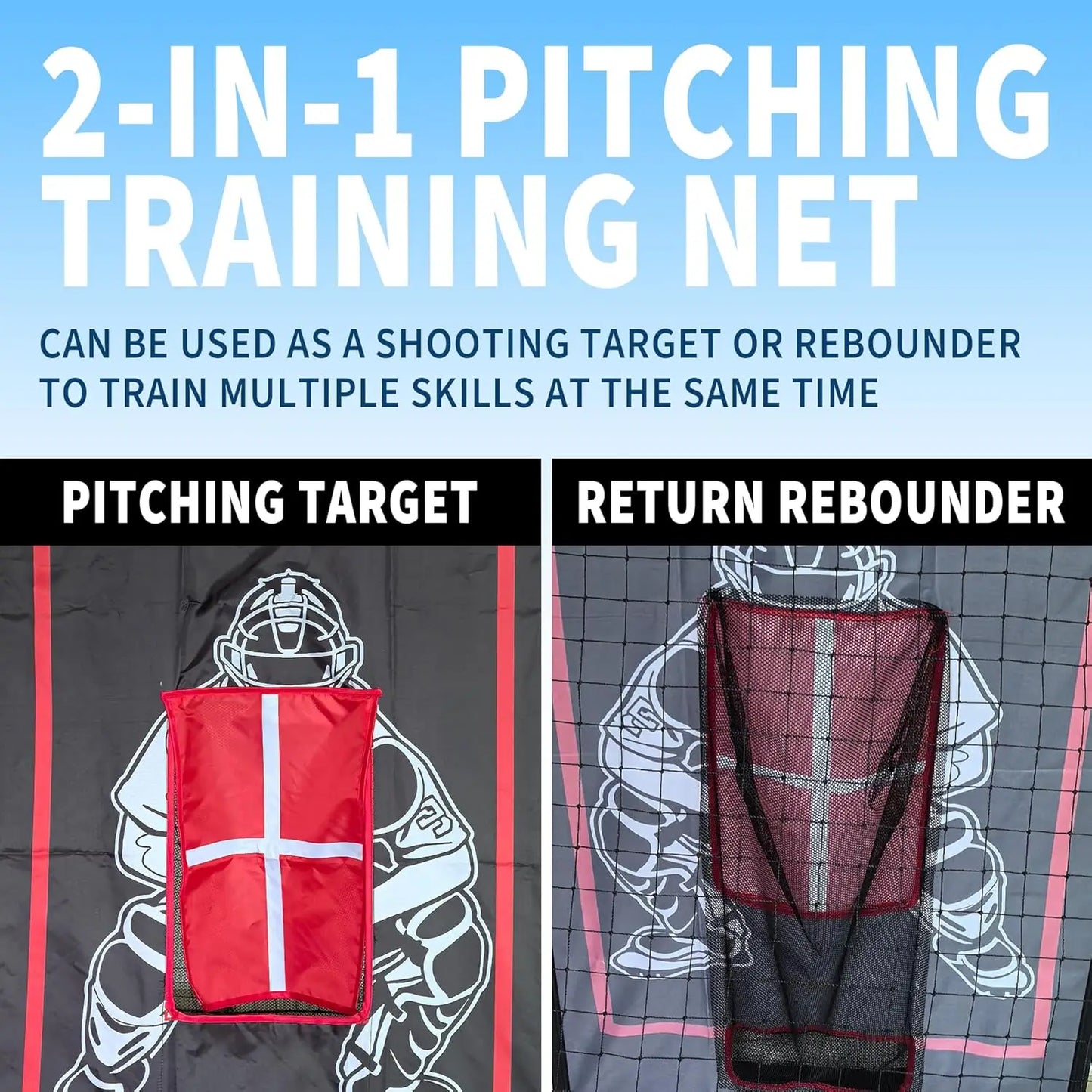 HiMISS Baseball Pitching Rebounder Net 2In1 Training For Softball Practice