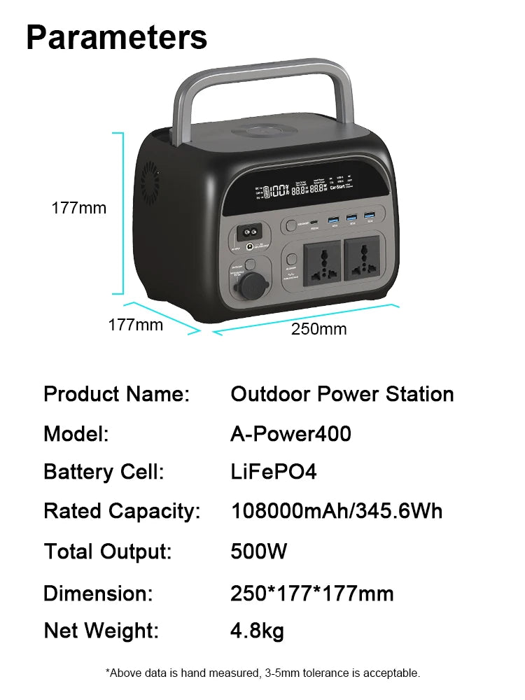 Ctolity 500W Portable Power Station 345.6Wh LiFePO4 Generator