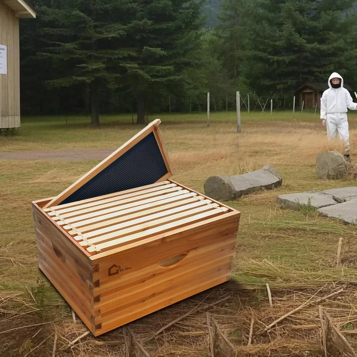 TWISTER.CK Beeswax Dipped Wooden Brood Hive Box With Frames