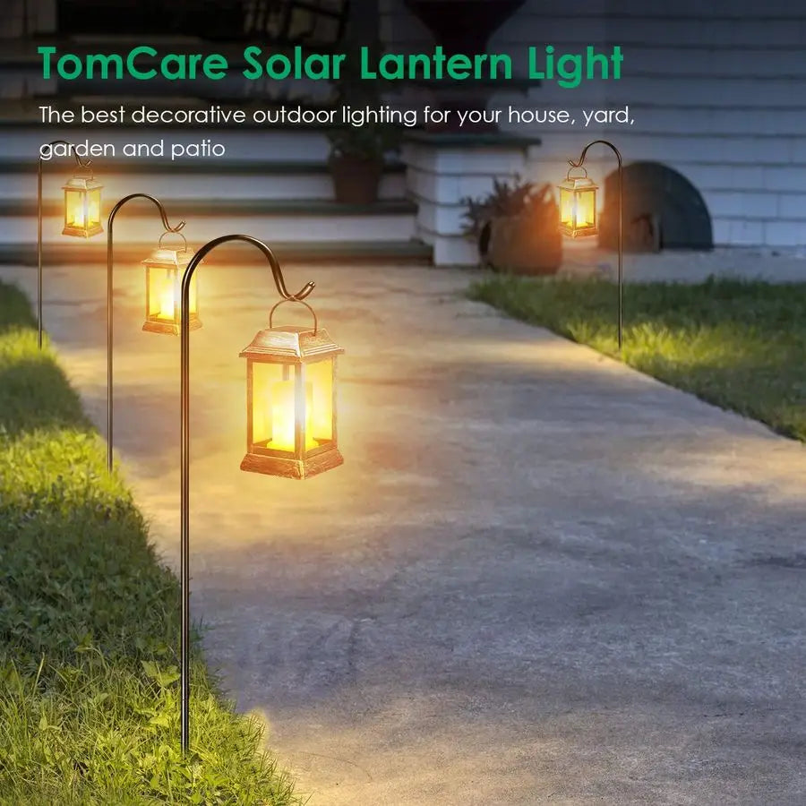 XMSJ Solar Flickering Flame Lantern Outdoor Hanging Light