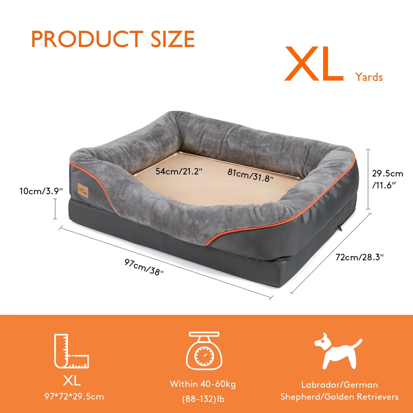 BINGOPAW Large Dog Bed With Removable Washable Cover Waterproof