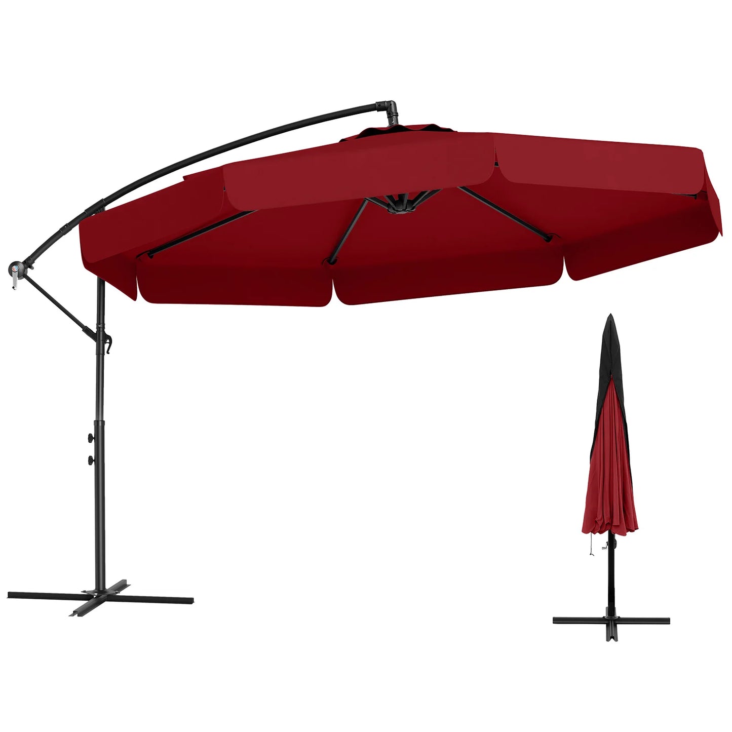 10FT Offset Hanging Umbrella Patio Cantilever Umbrella with Cover