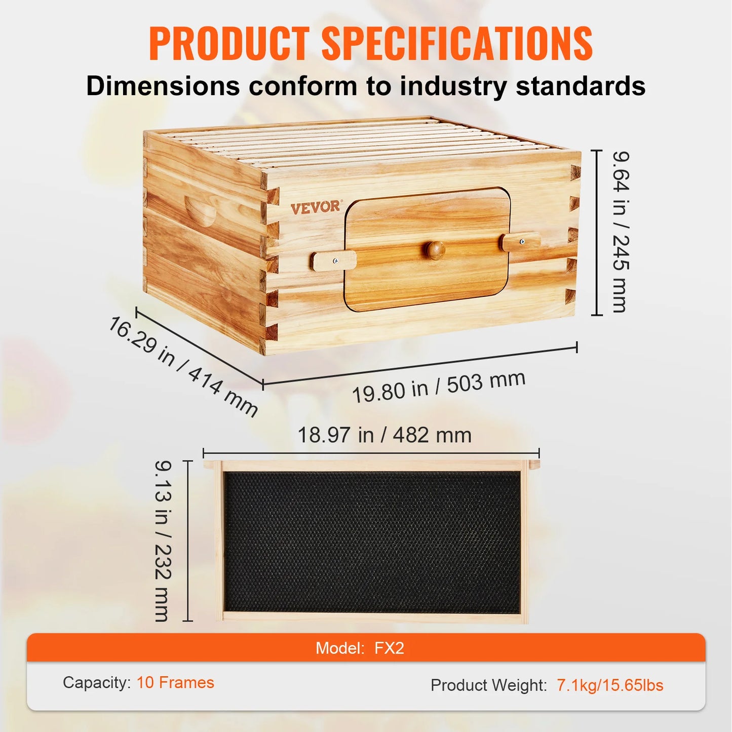 SucceBuy Cedar Langstroth Beehive Deep Box Starter Kit Acrylic Windows