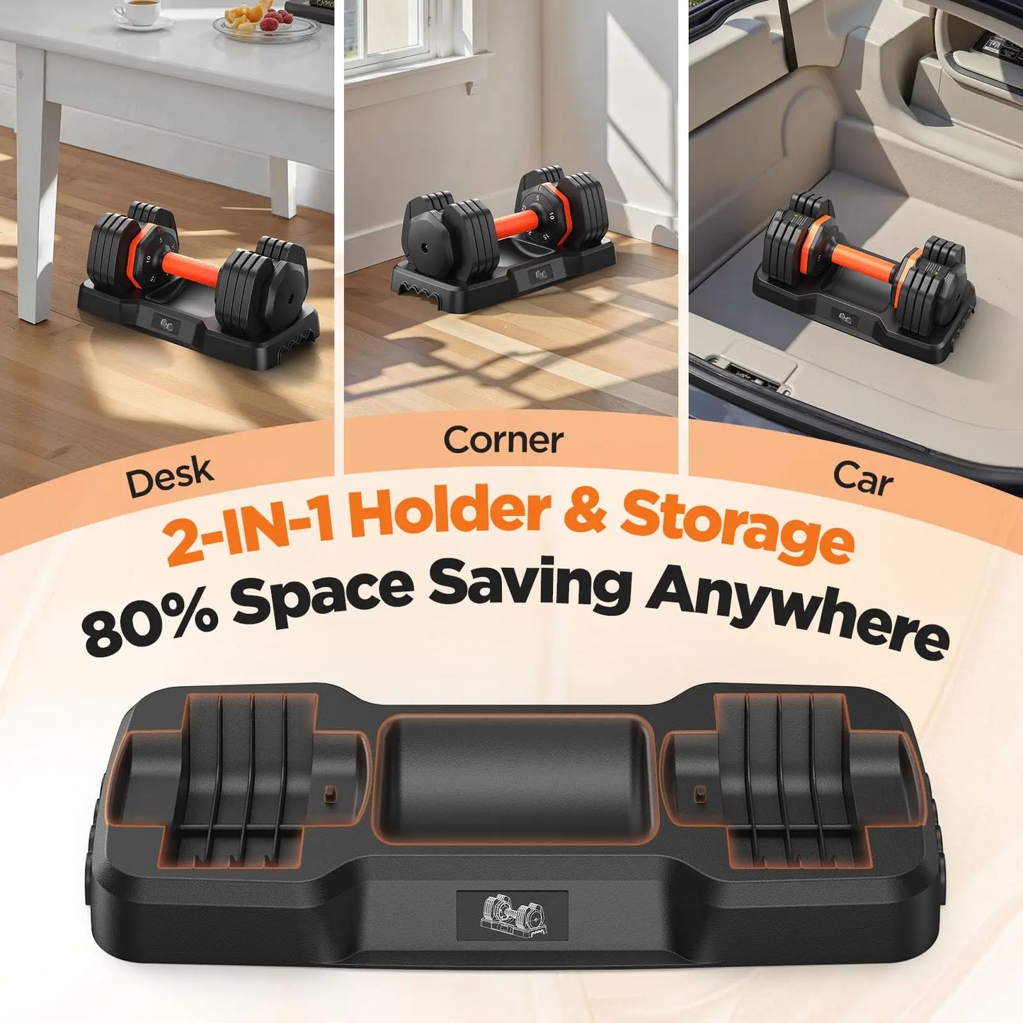 2026 Updated Adjustable Dumbbell Set 110lbs - Storage Box, Anti-Slip Grip, for Men & Women Home Gym