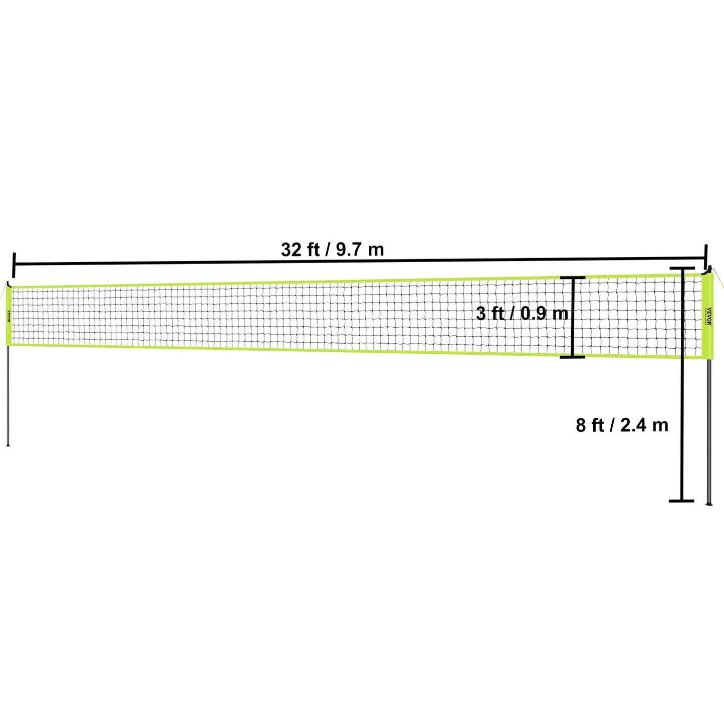 SucceBuy Outdoor Volleyball Net System Adjustable Height Steel Poles W/ PVC Volleyball Pump Carrying Bag for Backyard Beach Lawn