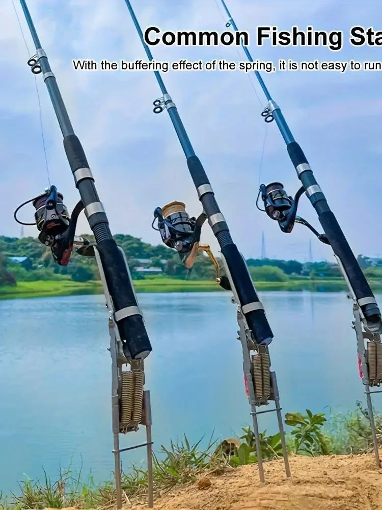 Automatic Spring Fishing Rod Holder Adjustable Folding Stainless Steel 2Pack