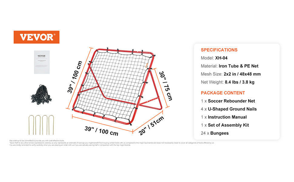 VEVOR Portable Adjustable Soccer Rebounder Net