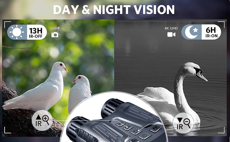 DIYIMIN Night Vision Binoculars 8x Digital Zoom IR Illuminator