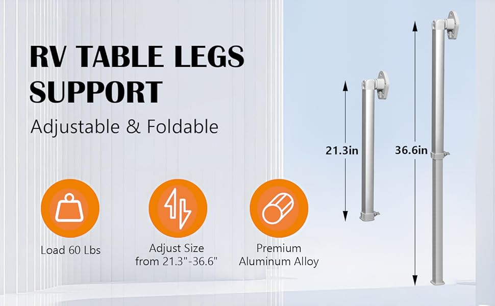 HWHongRV Folding Adjustable Telescoping RV Table Leg Aluminum Alloy