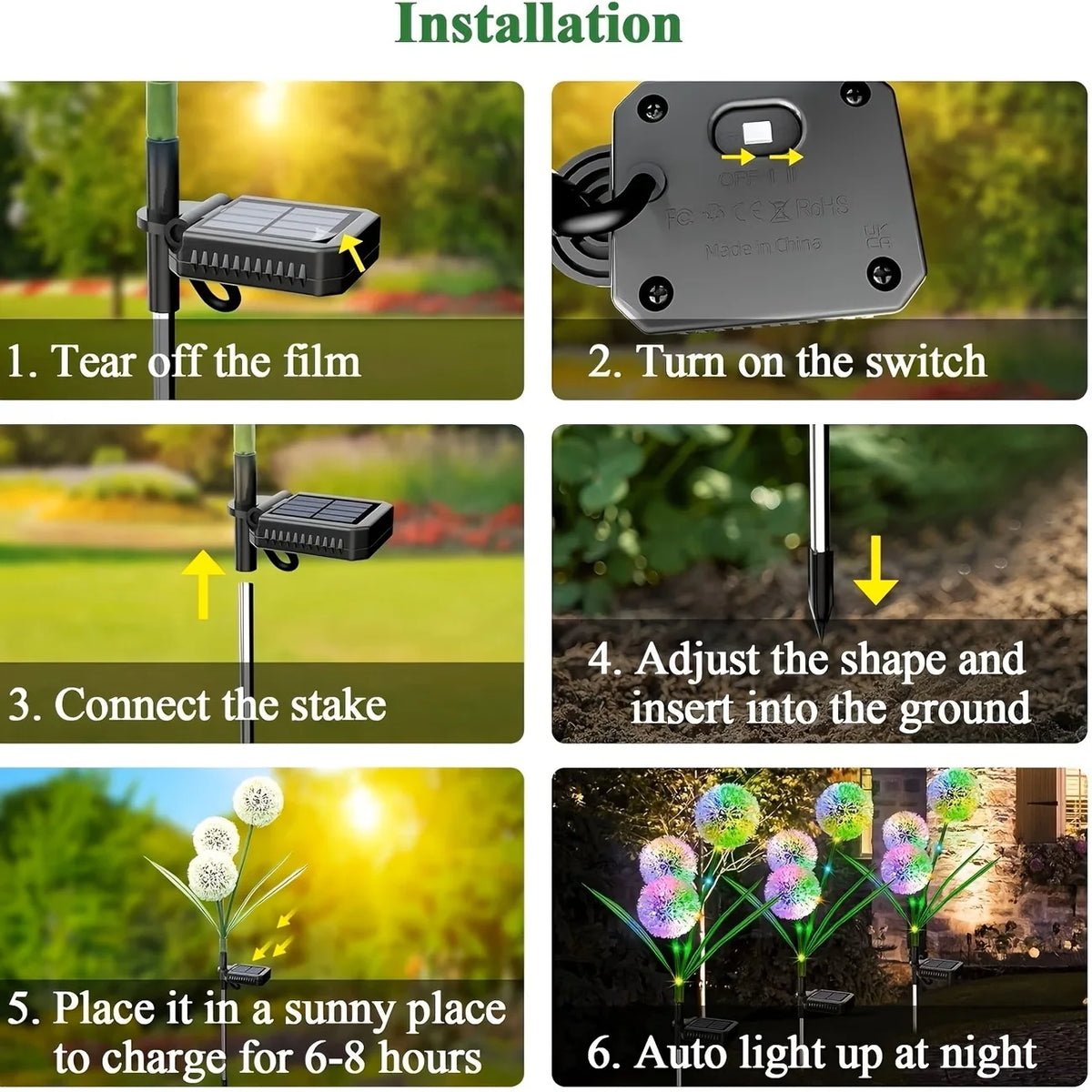 Solar LED Dandelion Garden Ground Lights For Outdoor Landscape Decor