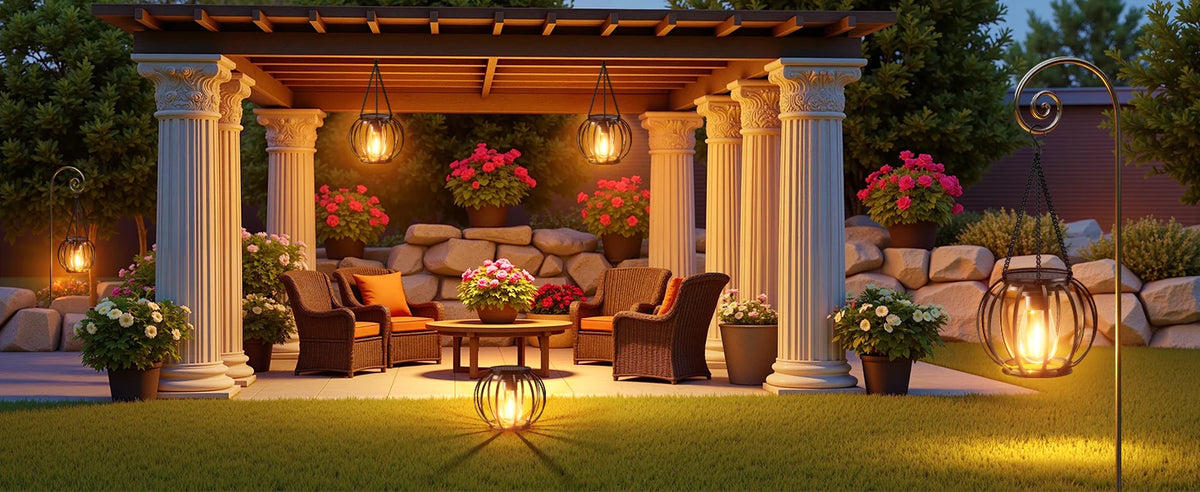 KPSTEK Solar Hanging Lanterns with Automatic LED Lighting for Patios