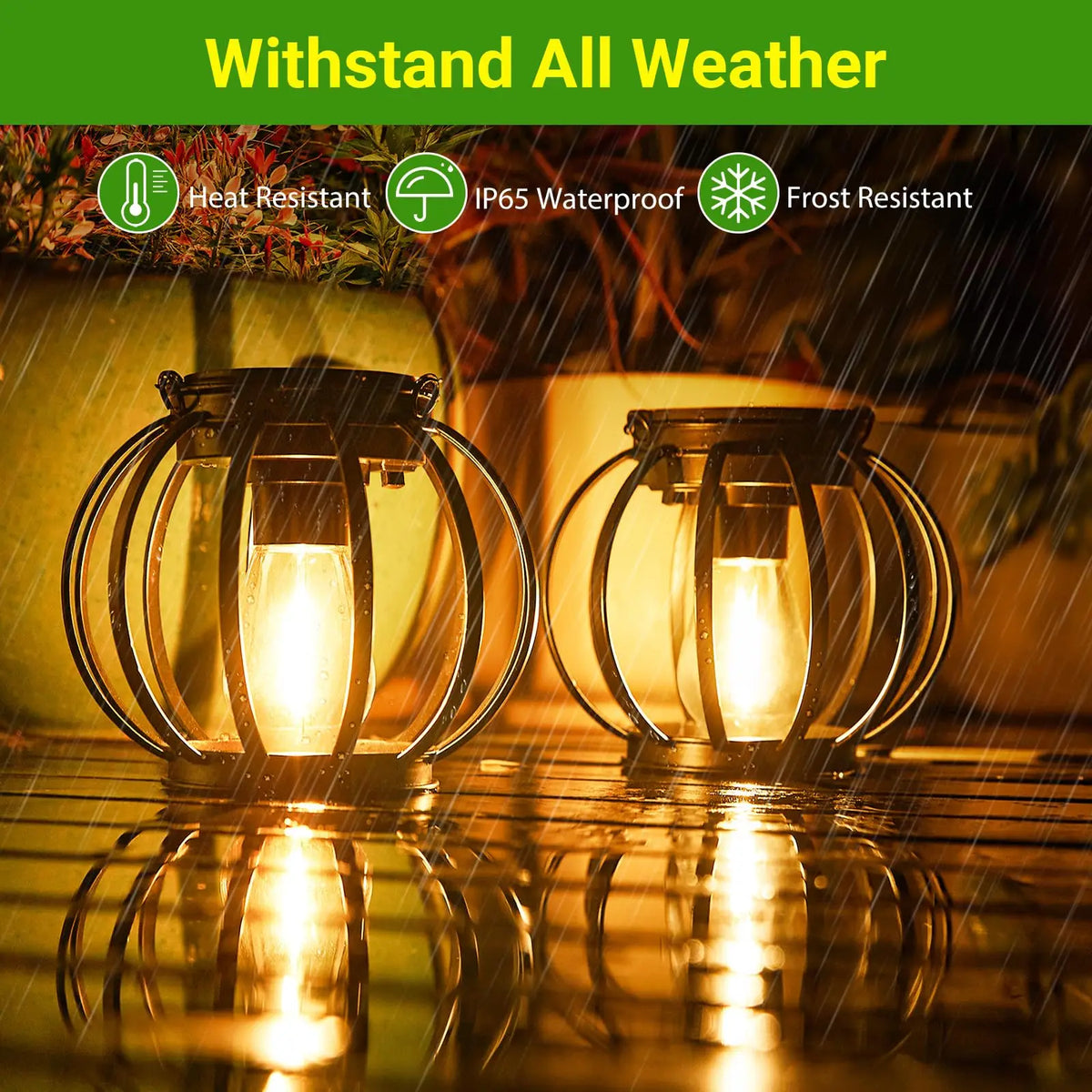 KPSTEK Solar Hanging Lanterns with Automatic LED Lighting for Patios