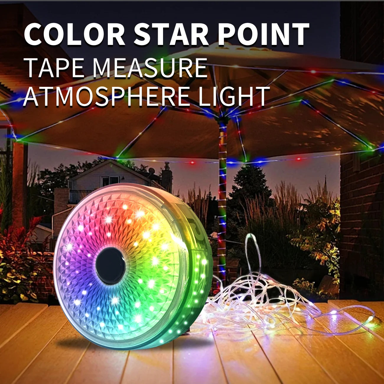 LED outdoor tent atmosphere lights, camping portable tape measure decorative lights, 4-in-1 outdoor camping lights