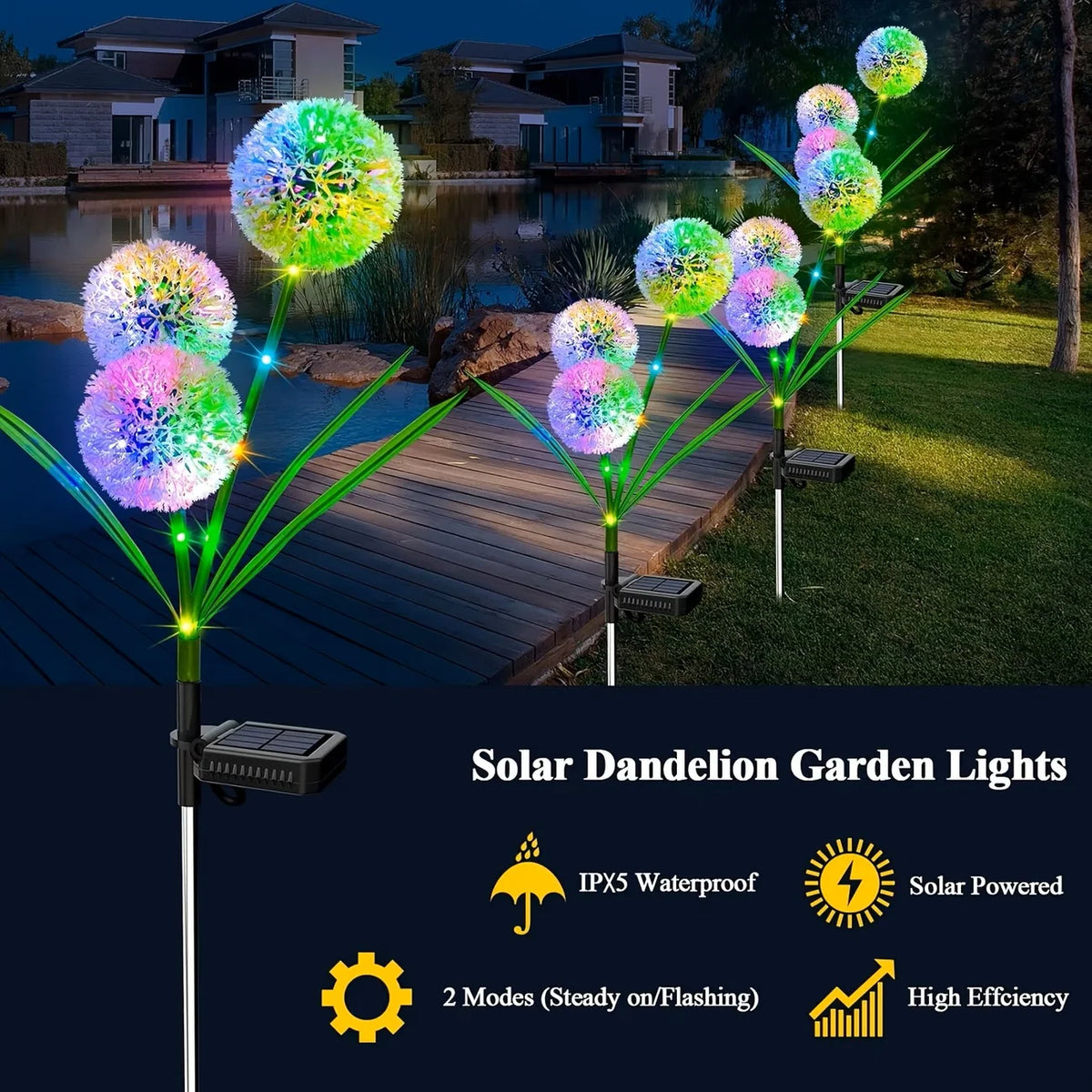 Solar LED Dandelion Garden Ground Lights For Outdoor Landscape Decor