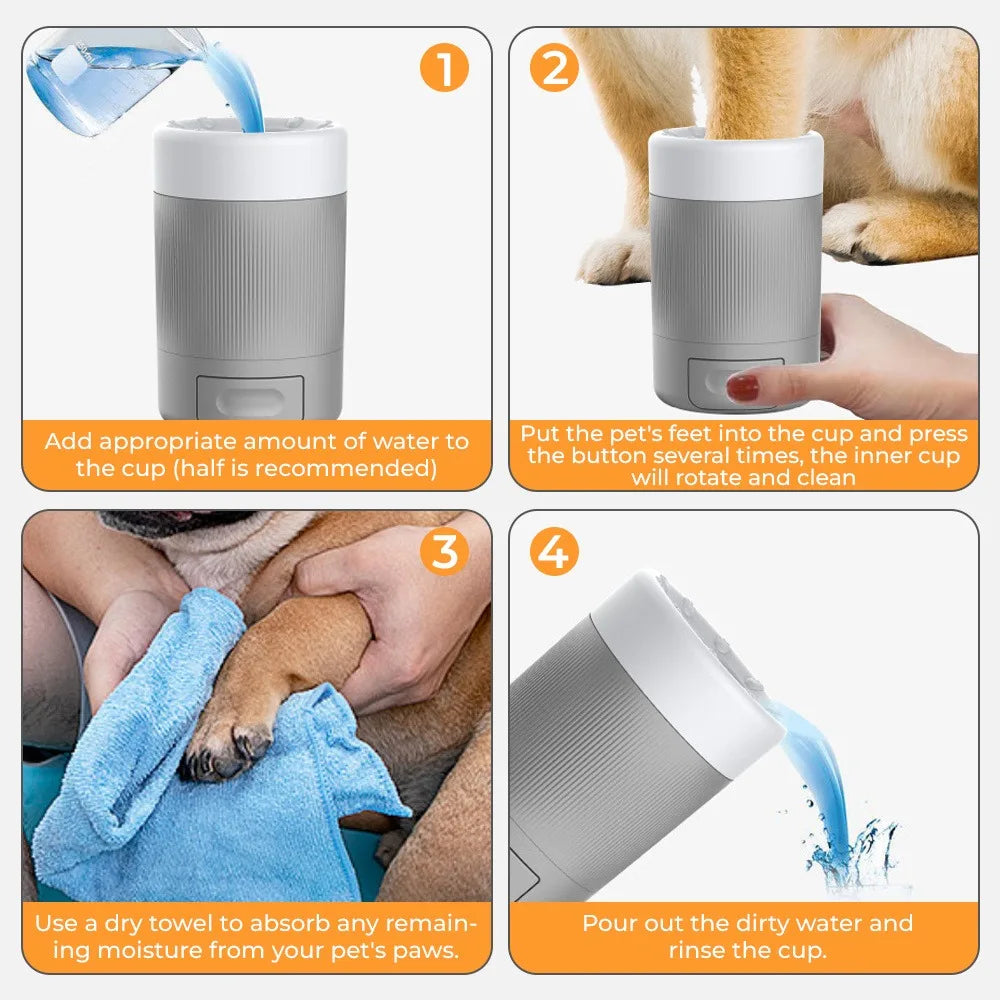 Automatic Dog Paw Cleaner Cup Portable Pet Foot Wash Tool With Soft Brush