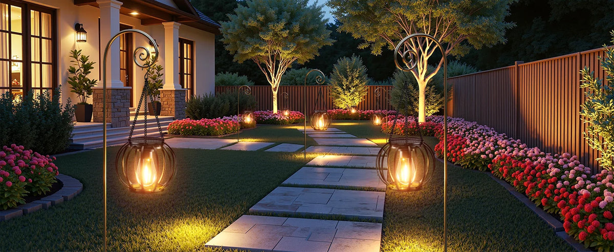 KPSTEK Solar Hanging Lanterns with Automatic LED Lighting for Patios