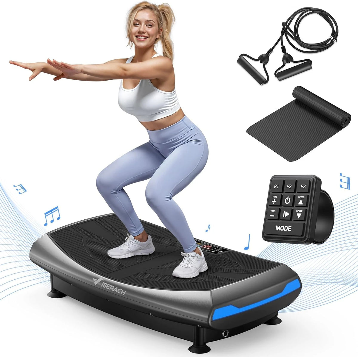 Merach 4D Vibration Plate Full Body Exercise Machine Bluetooth Fitness