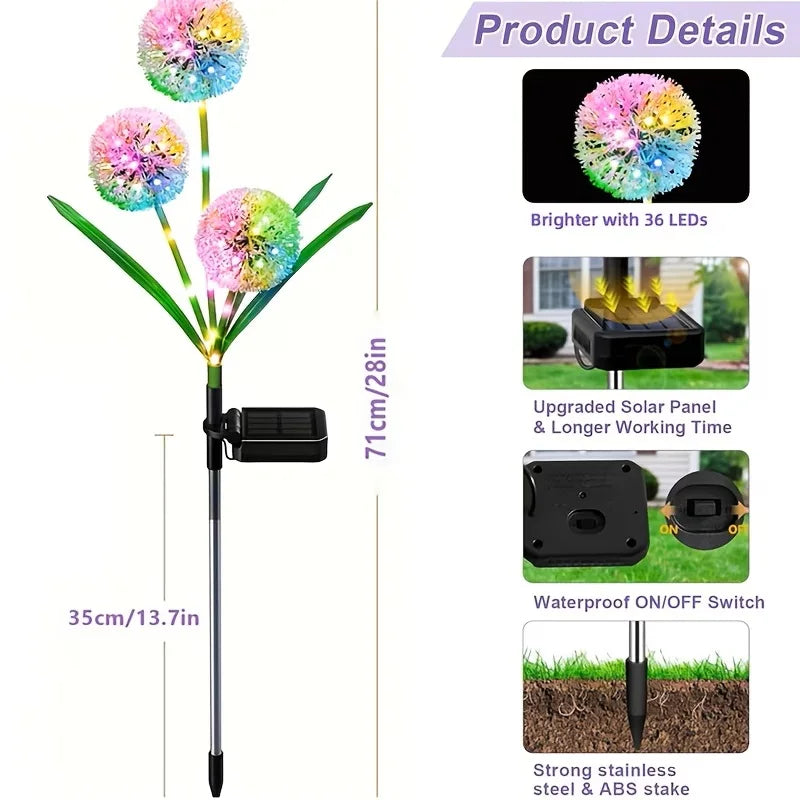 Solar LED Dandelion Garden Ground Lights For Outdoor Landscape Decor