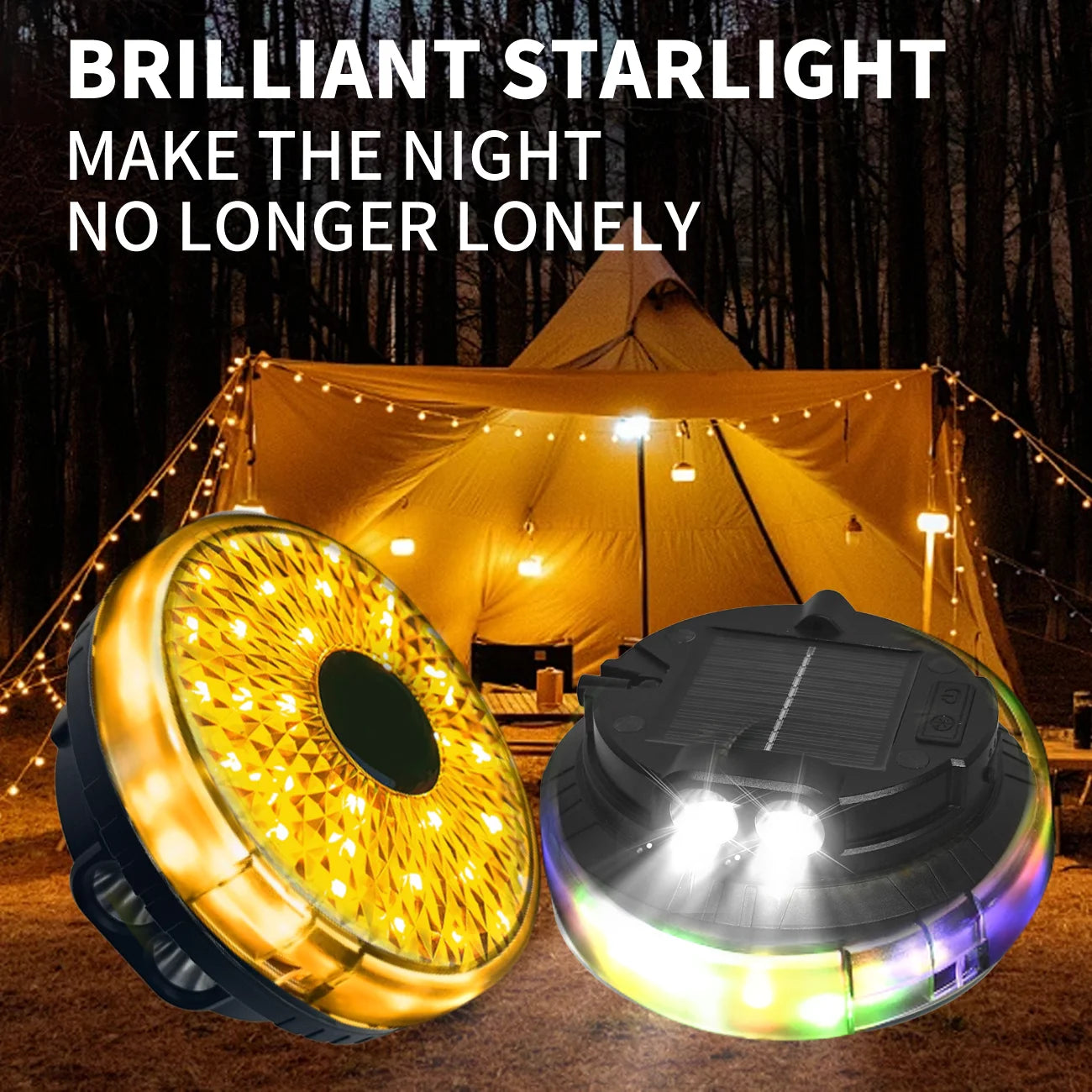 LED outdoor tent atmosphere lights, camping portable tape measure decorative lights, 4-in-1 outdoor camping lights