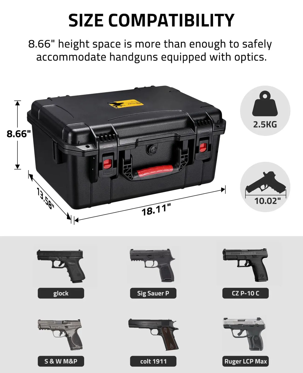 CVLIFE Hard Shell Handgun Case With Foam Storage Organizer