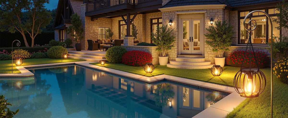 KPSTEK Solar Hanging Lanterns with Automatic LED Lighting for Patios