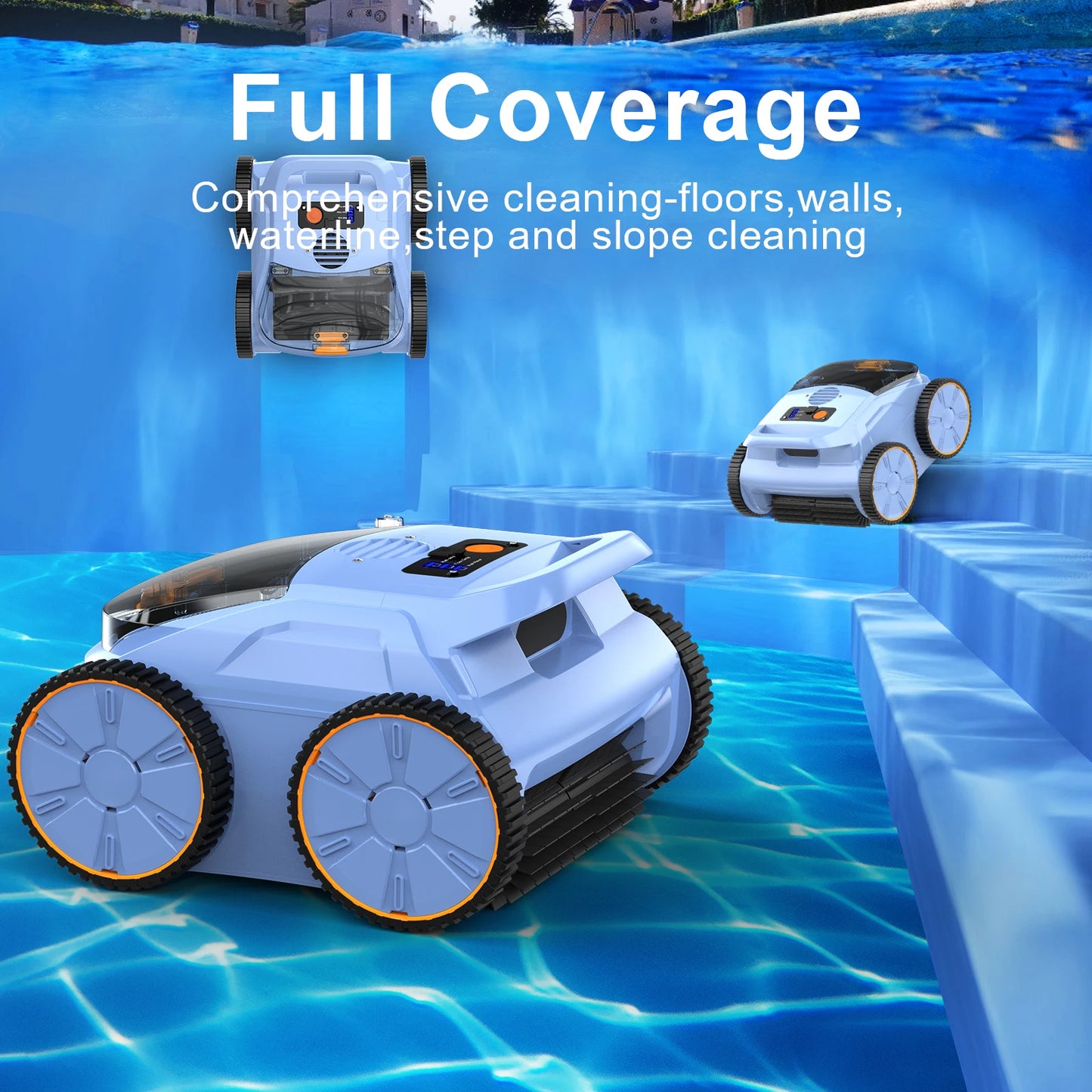 Seauto Robotic Pool Cleaner With 180 Minute Run Time