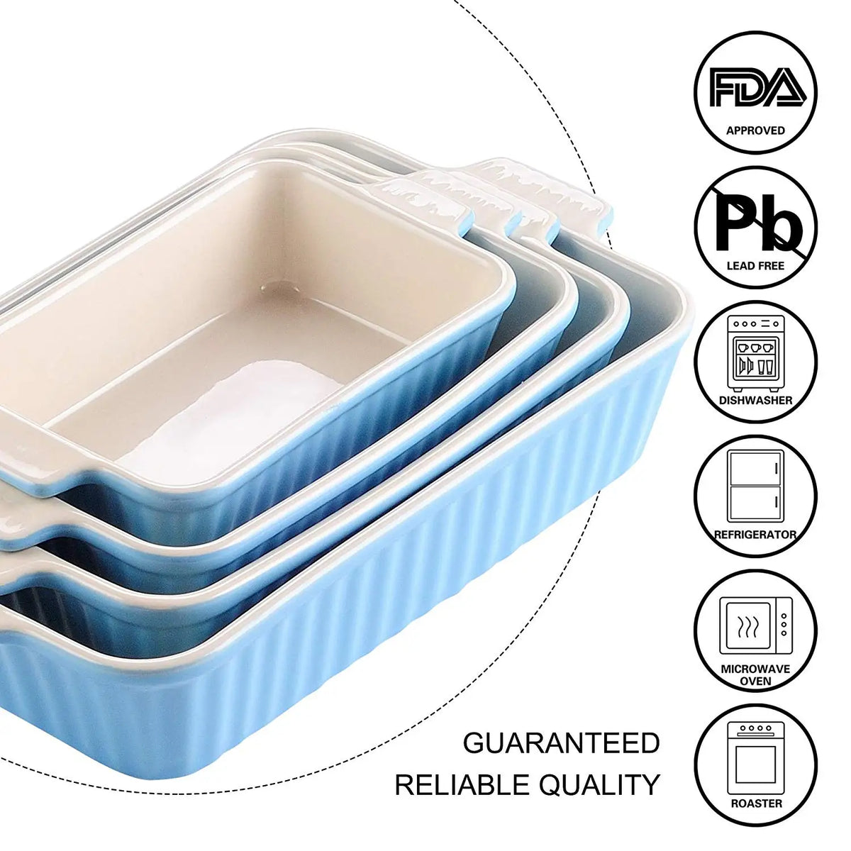 MALACASA Ceramic Oven To Table Baking Dish Set for Casseroles