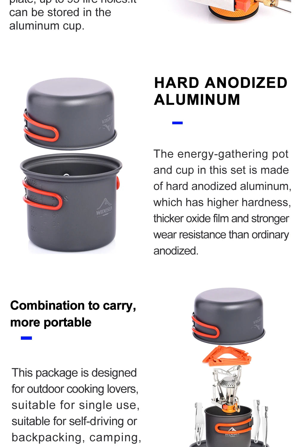 Widesea Camping Cookware Set Portable Tableware Stove
