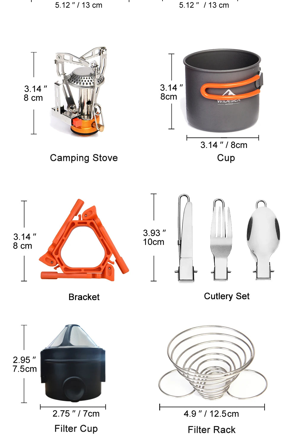 Widesea Camping Cookware Set Portable Tableware Stove