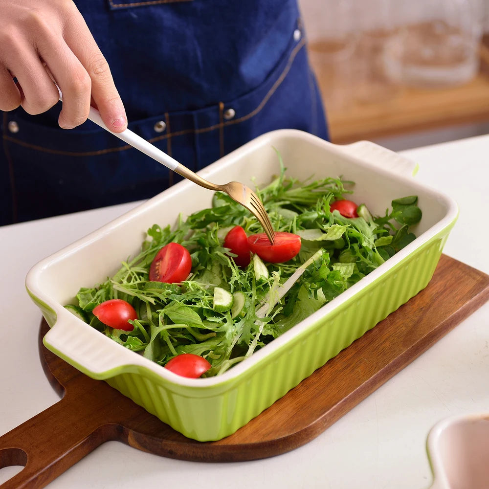 MALACASA Ceramic Oven To Table Baking Dish Set for Casseroles