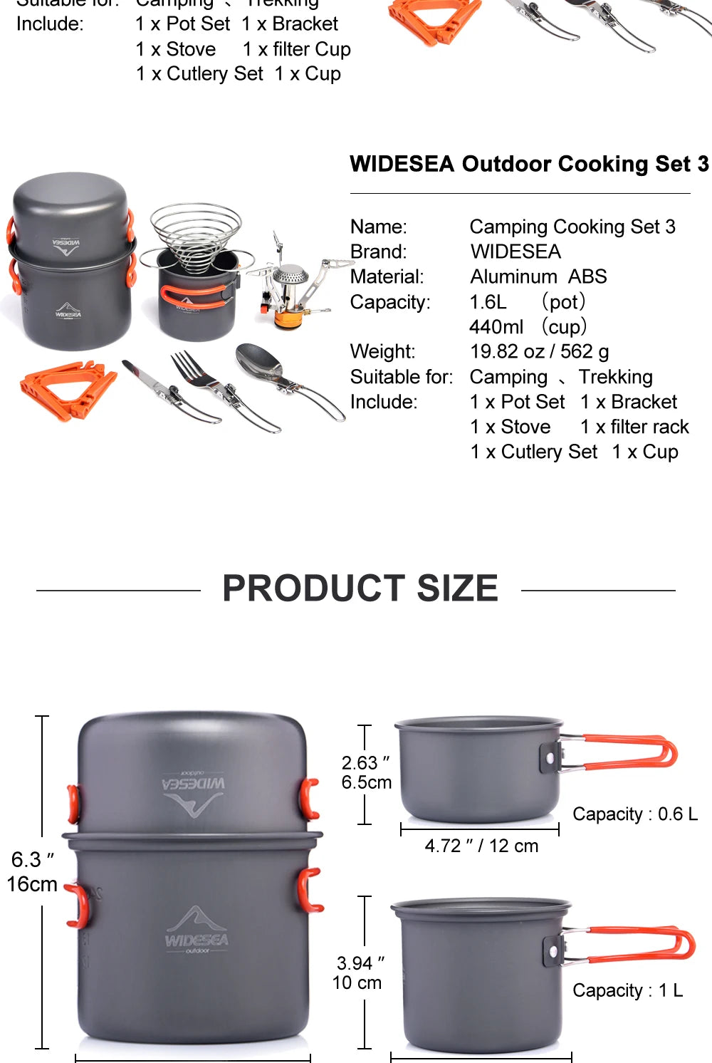 Widesea Camping Cookware Set Portable Tableware Stove