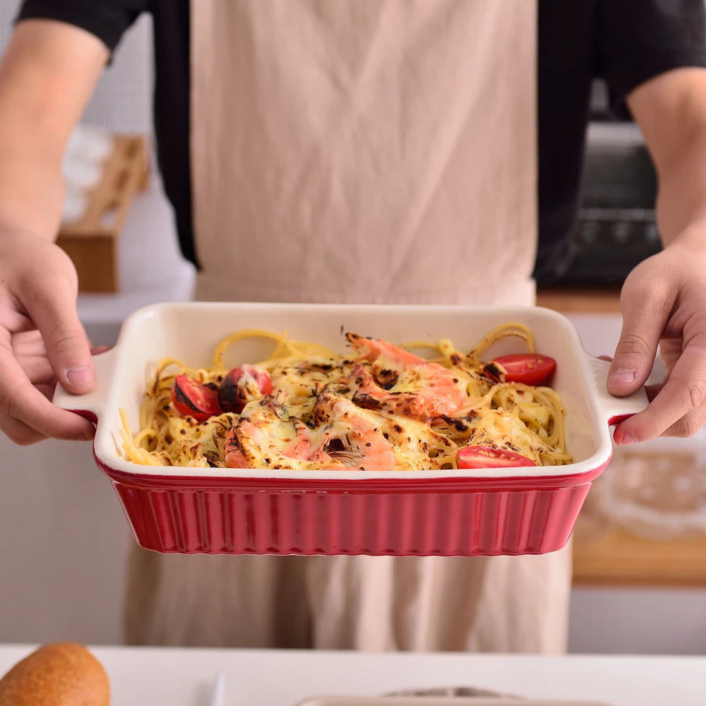 MALACASA Ceramic Oven To Table Baking Dish Set for Casseroles