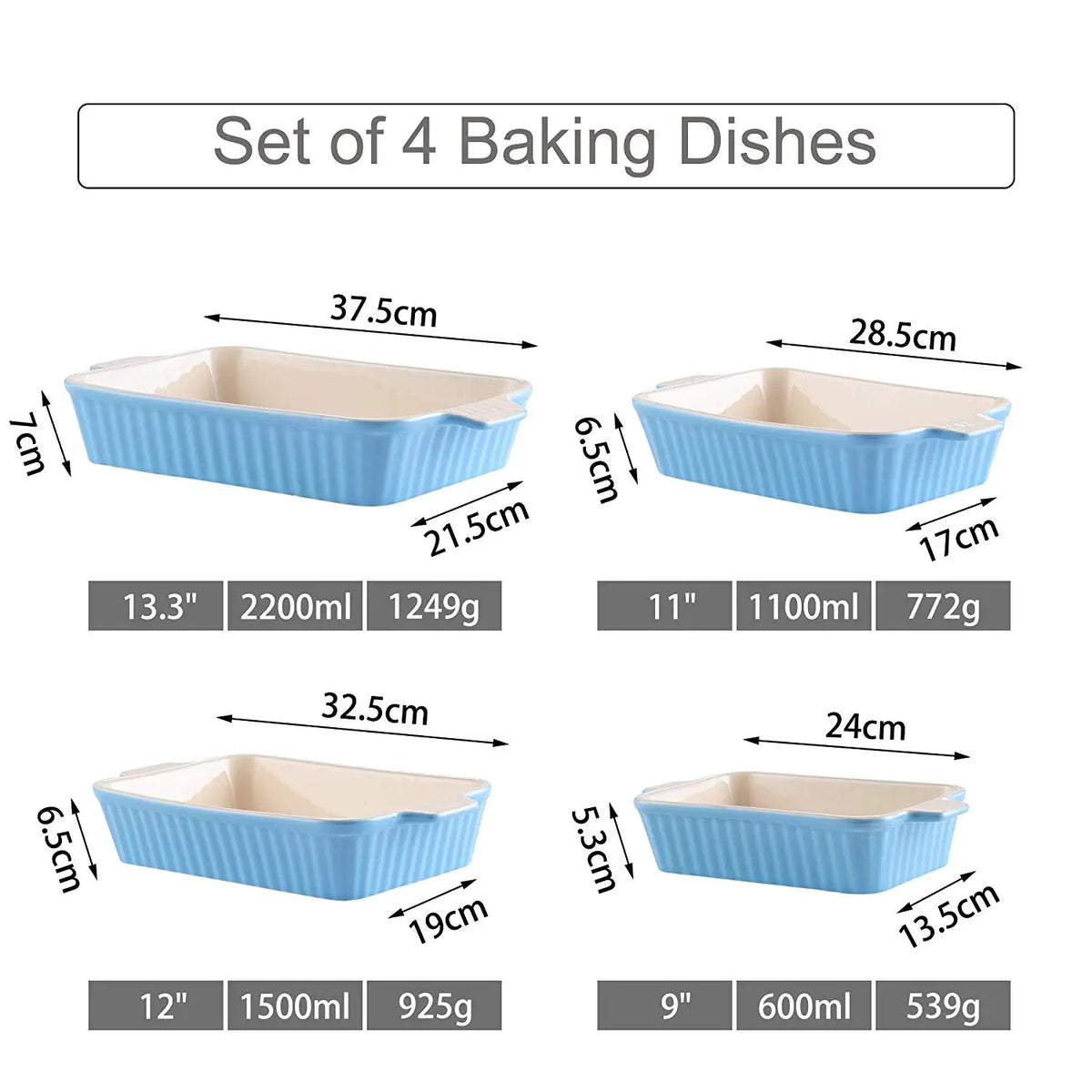 MALACASA Ceramic Oven To Table Baking Dish Set for Casseroles