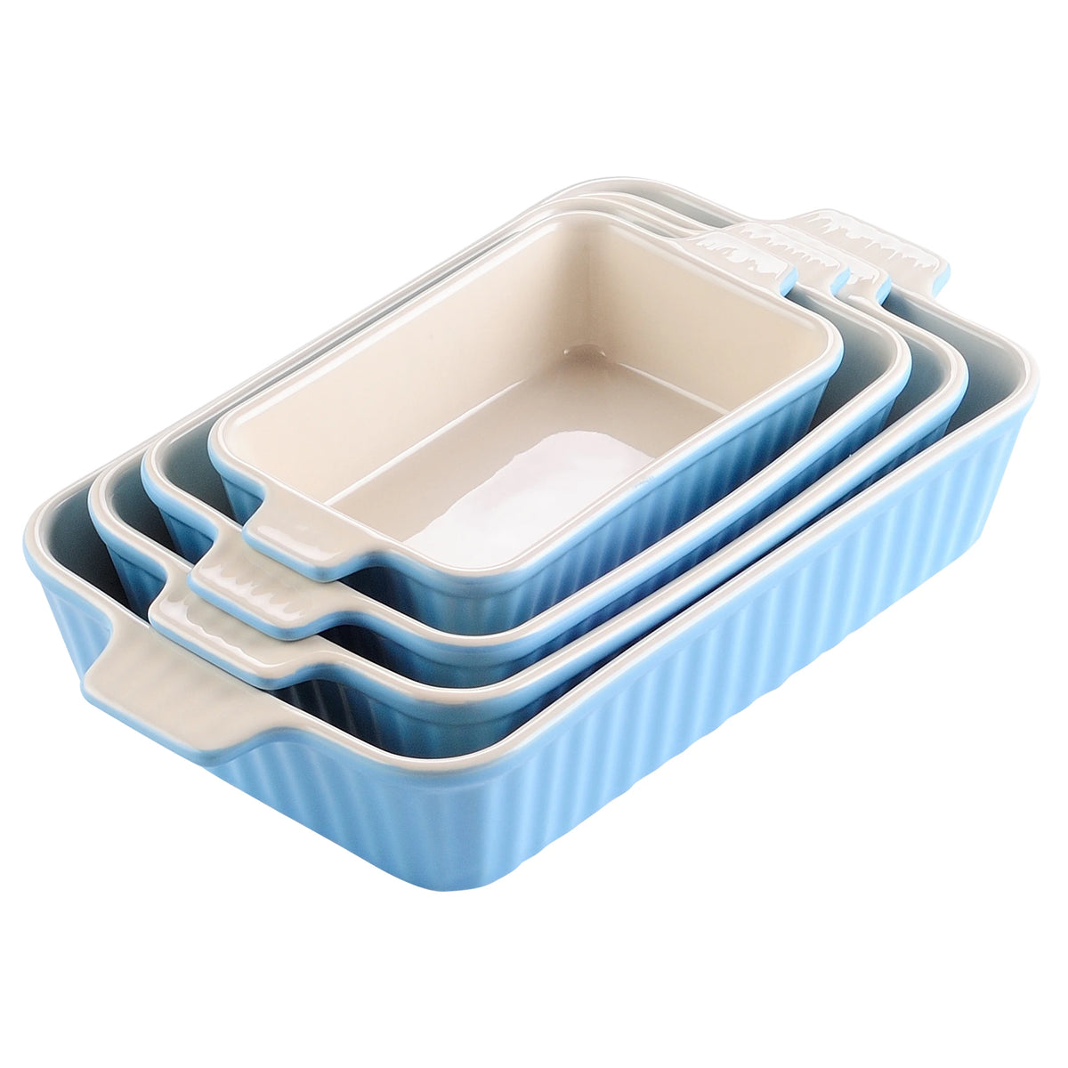 MALACASA Ceramic Oven To Table Baking Dish Set for Casseroles