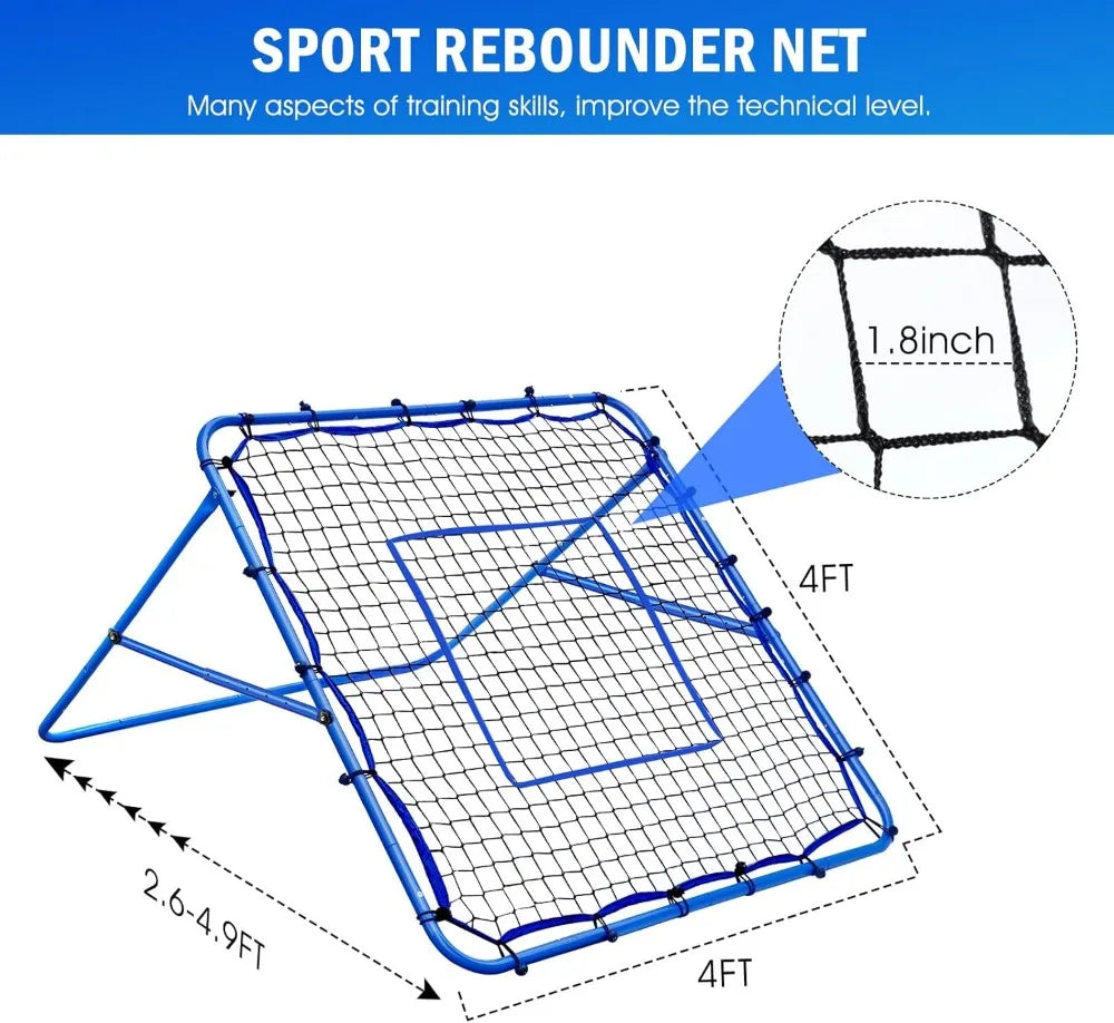 Volleyball Baseball Rebounder Net, Softball Pitchback Net Quick Adjustments, Lacrosse Bounce Back Practice Equipment, Ideal for Outdoor Indoor Backyard Training