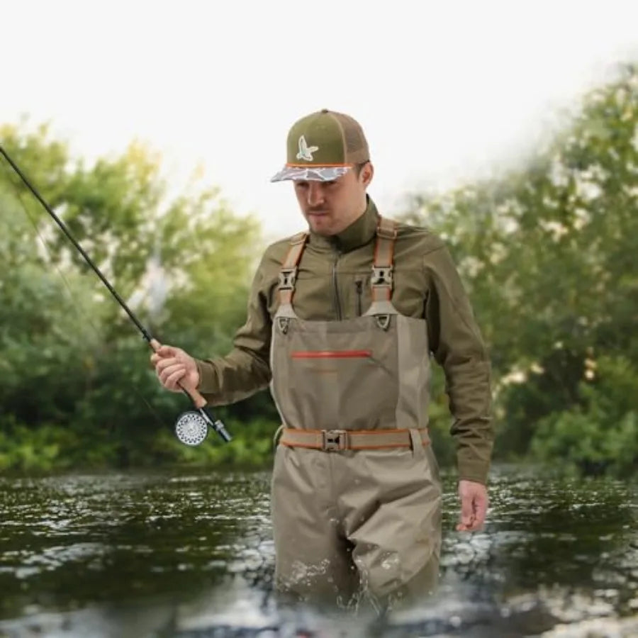 Men's Chest Waders Fly Fishing Waterproof Breathable Stocking Feet