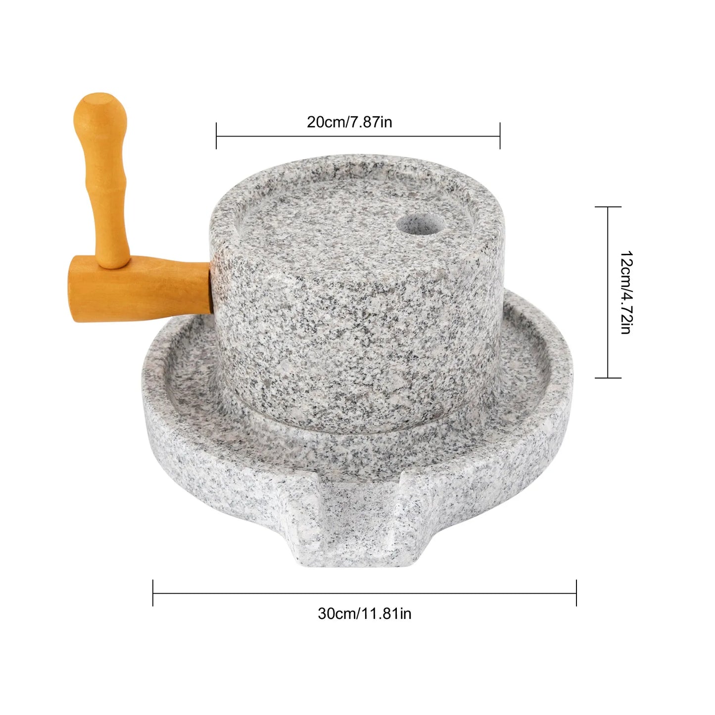 Granite Millstone Grinder Hand Crank With 304 Stainless Steel Core