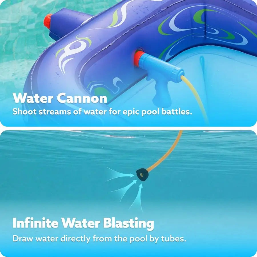 Inflatable Tank Pool Floaties For Kids With Water Gun