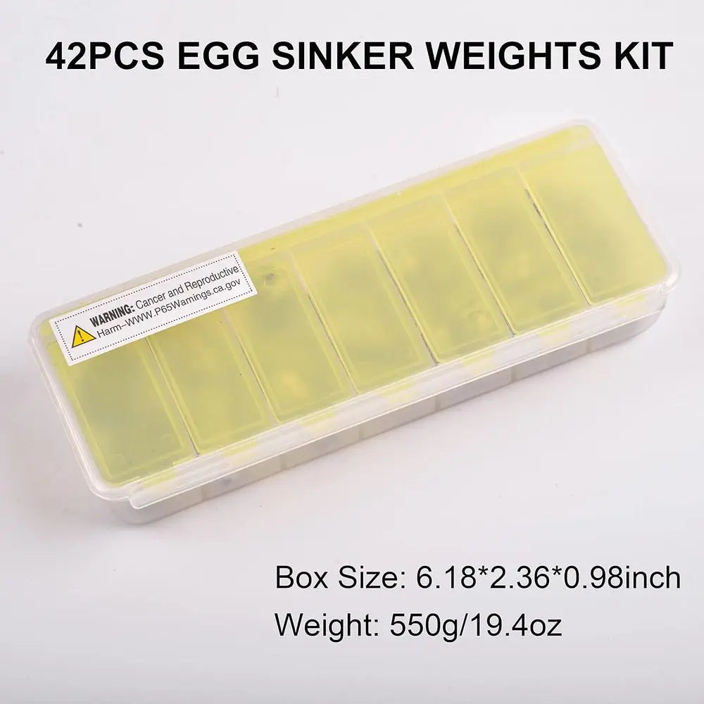 42-Piece Fishing Weights Kit: Assorted Saltwater & Freshwater Oval Sinkers for Bass & Worm Fishing