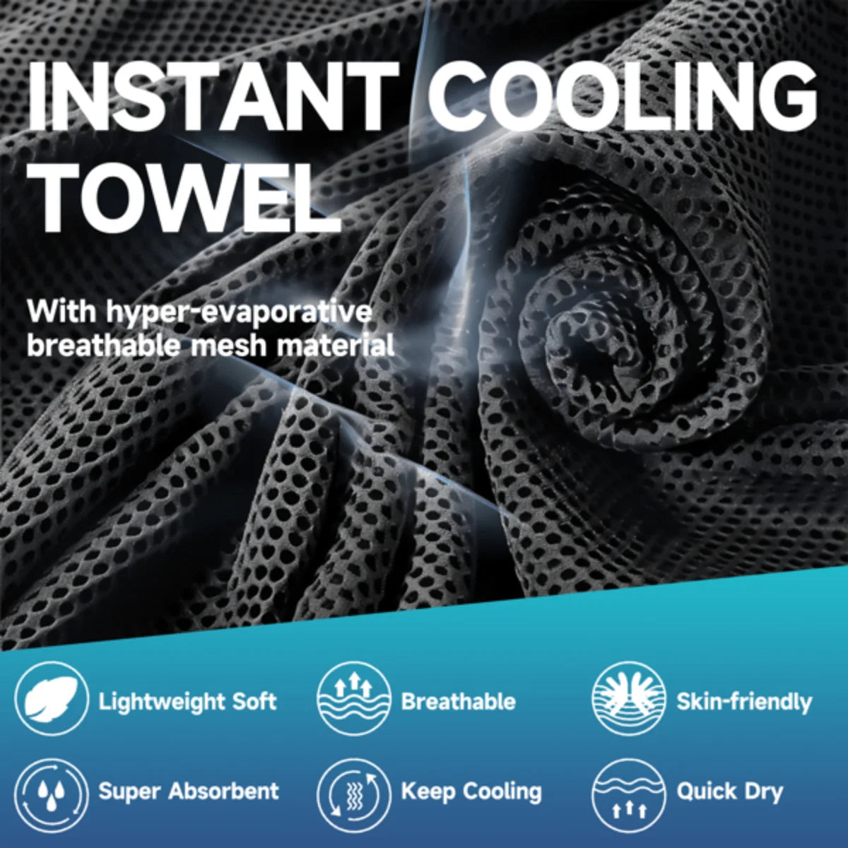 4-Pack Superfiber Ice Cooling Towels - Soft, Breathable for Sports, Yoga, Gym & Outdoors (Weekend Shipping Not Available)